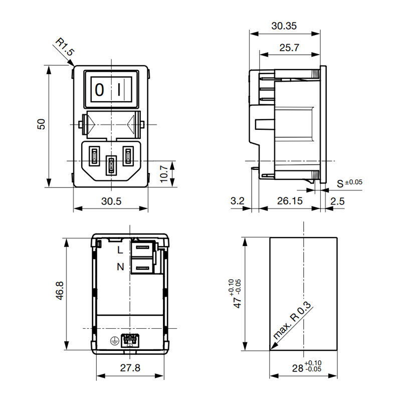 Main power inlet with fuse holder ULMA2000 - TC|Ulma AB