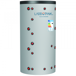 Ackumulatortank från Laddotank, med en värmeslinga och tappvarmvattenslinga