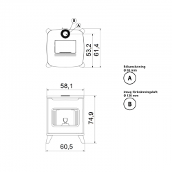 Pelletskamin HUBLOT UP 6kW i klassisk look, en perfekt kombination av italiensk design och modern värmeeffektivitet.
