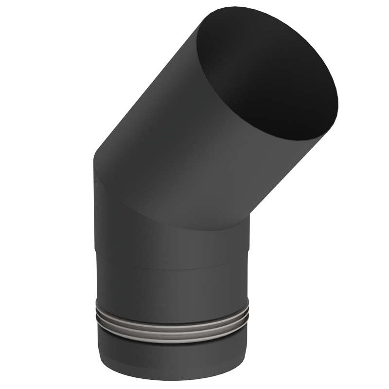 Rauchrohr 80mm gebogen 45° schwarz|Ulma AB