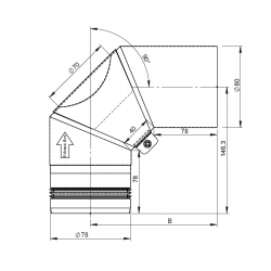 Abgasleitung 80mm Bogen 90° schwarz mit Inspektionsklappe