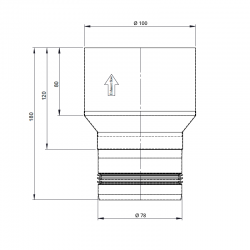 Abgasrohr 80mm Übergang auf 100mm schwarz|Ulma AB